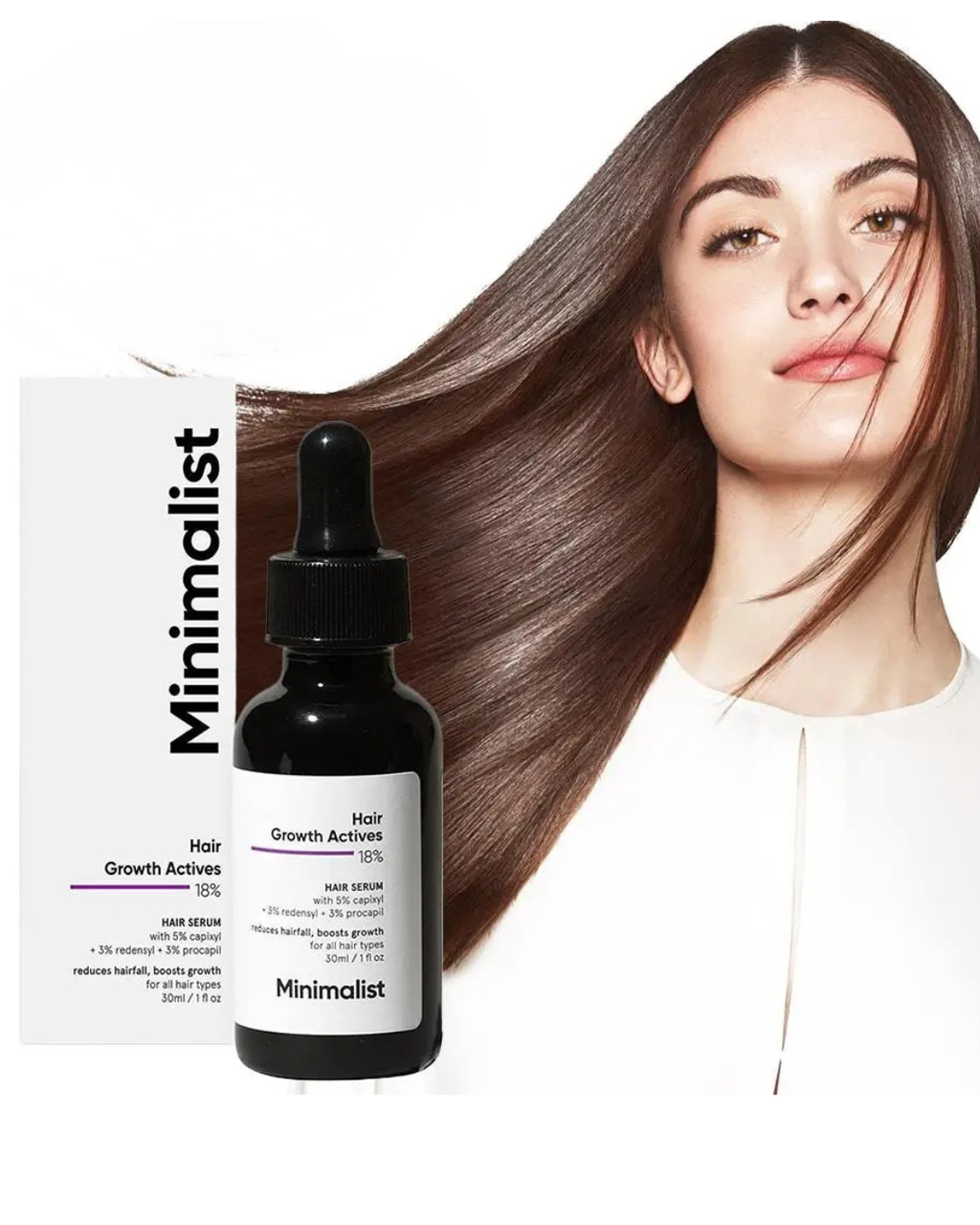 Serum Minimalist 18% para Estímulo de Crescimento e Fortalecimento Capilar - soro natural para reparação e cuidados com o cabelo