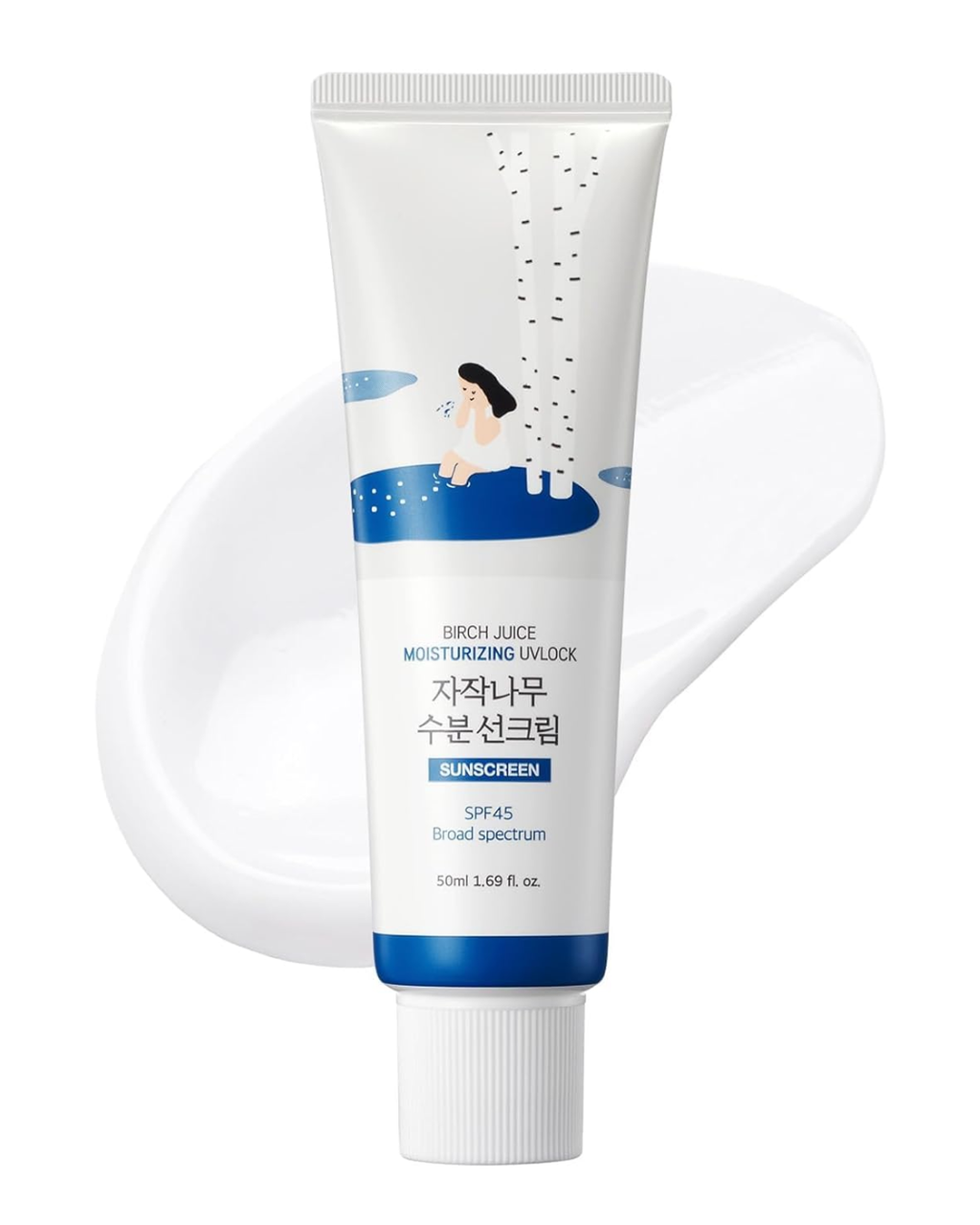 ROUND LAB Birch Juice UV LOCK SPF45 50ml – Protetor Solar Hidratante Coreano, Textura Leve e Glow,  Pele Sensível