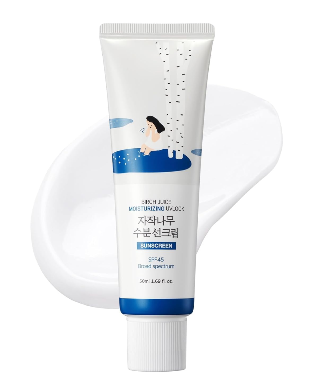ROUND LAB Birch Juice UV LOCK SPF45 50ml – Protetor Solar Hidratante Coreano, Textura Leve e Glow,  Pele Sensível
