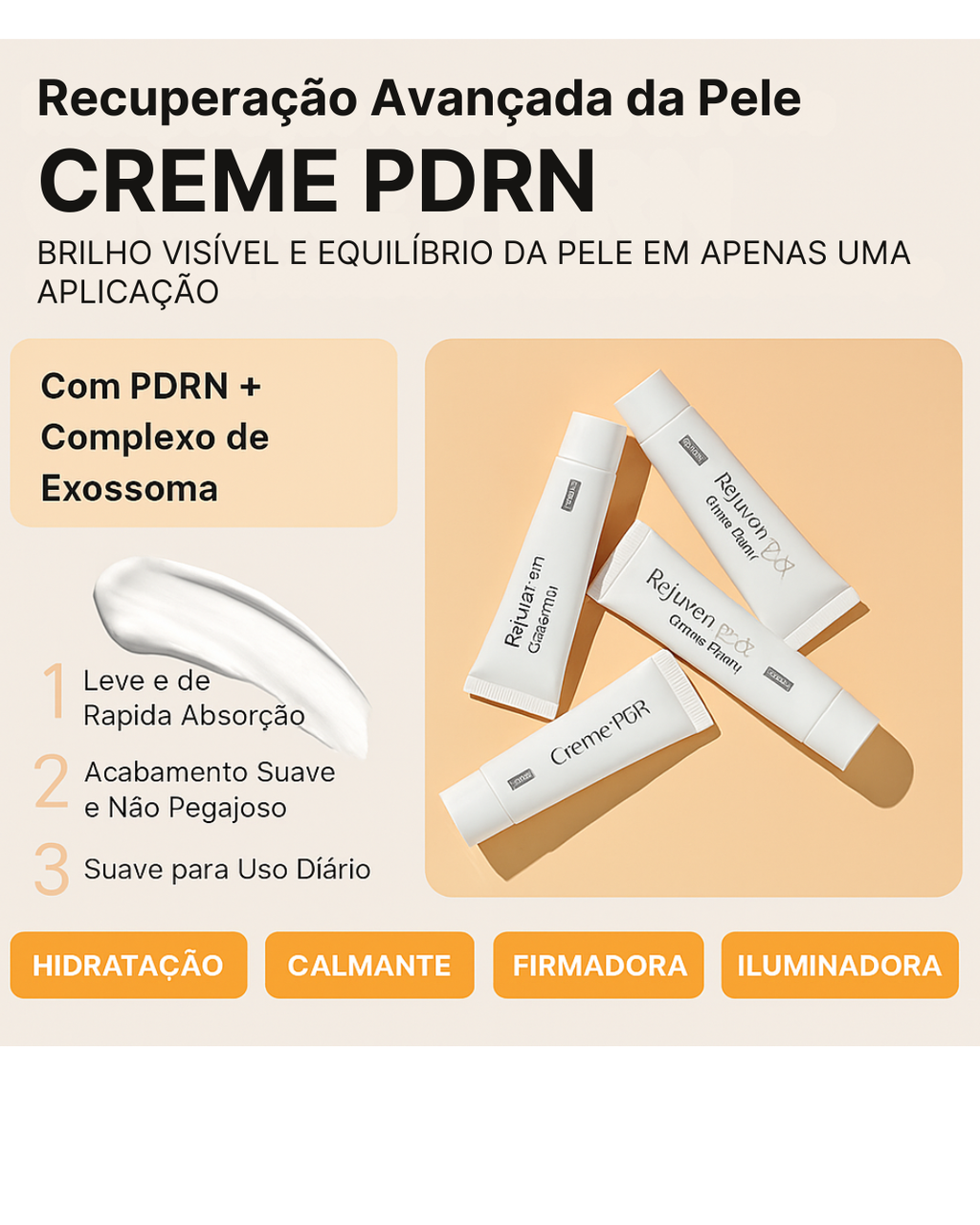 Rejuveon Advanced PDRN Cream – Hidratante Facial Coreano com PDRN de Alta Pureza, Hidratação Profunda, Firmeza e Glow
