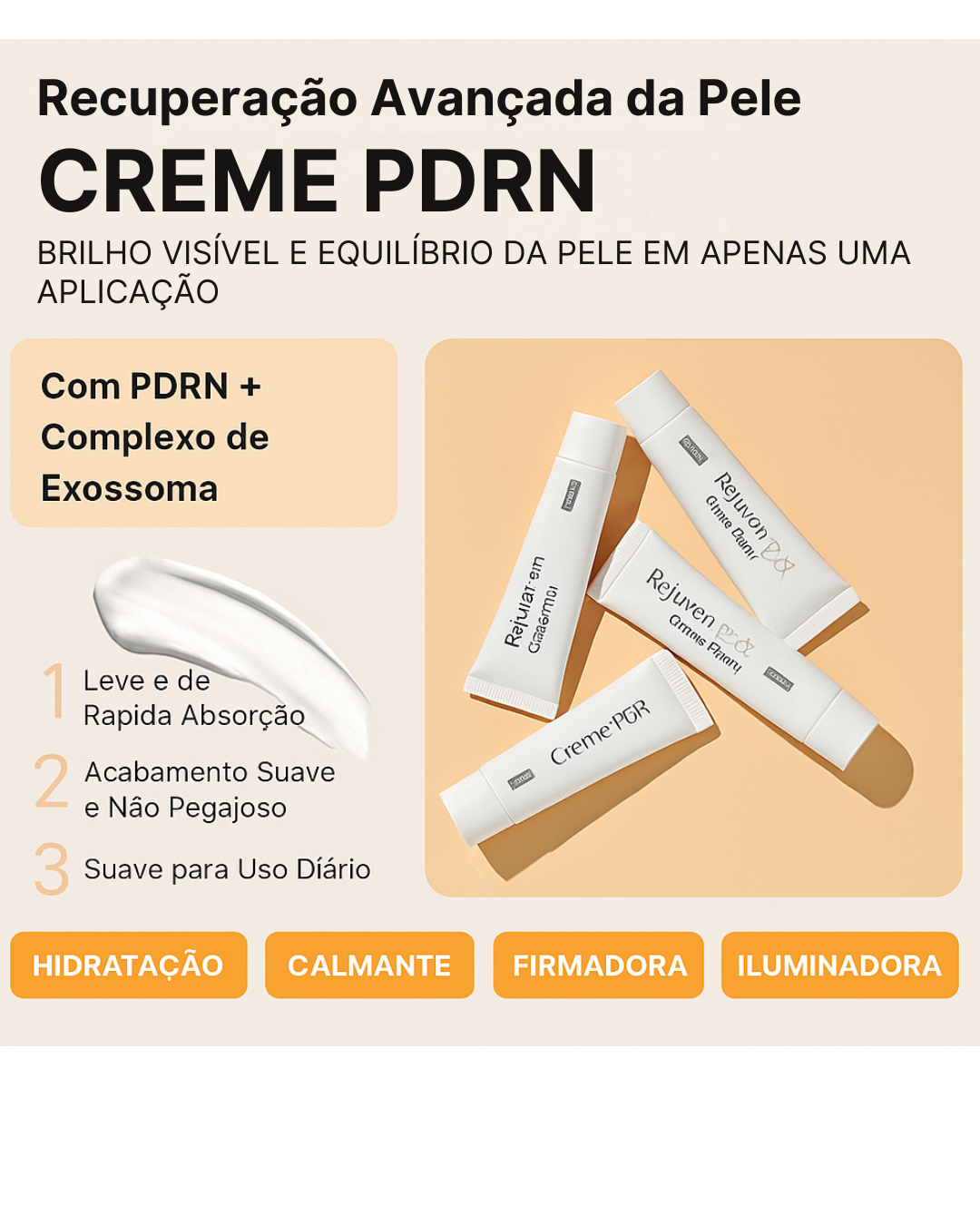 Rejuveon Advanced PDRN Cream – Hidratante Facial Coreano com PDRN de Alta Pureza, Hidratação Profunda, Firmeza e Glow