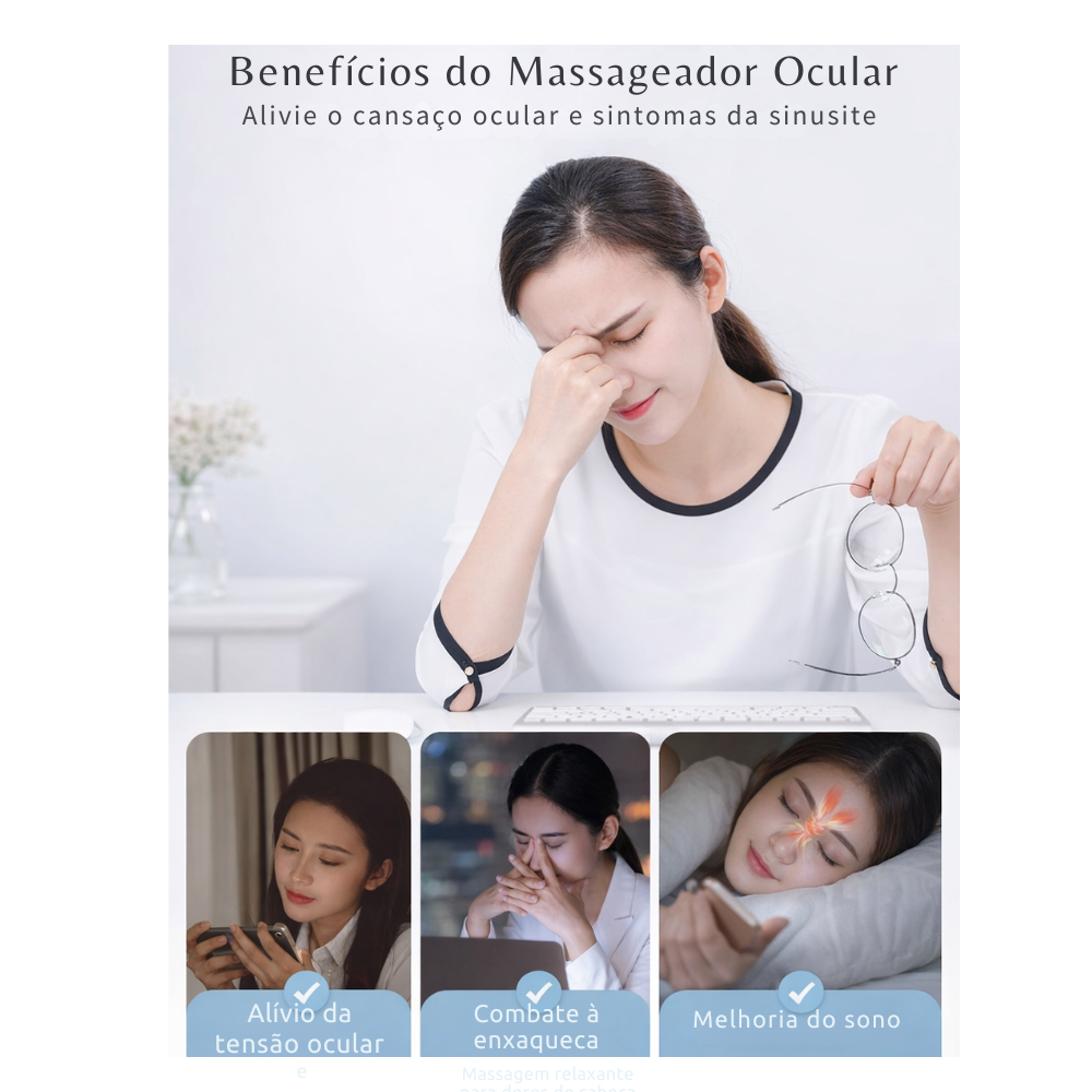 Máscara Massageadora de Olhos Com Aquecimento, Airbag Musical Para Relaxamento