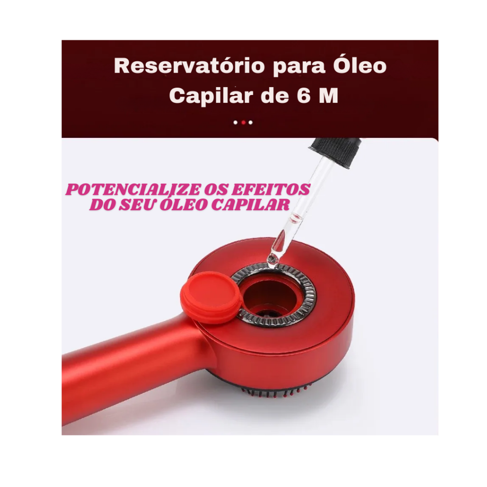 Escova Elétrica Massagem Couro Cabeludo e Terapia Led - Crescimento do Cabelo com Aplicador de Óleo