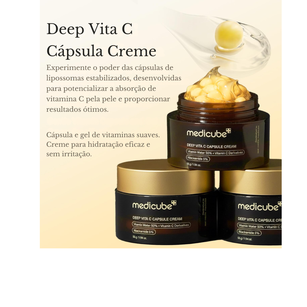 Creme Facial Medicube Deep Vita C Golden Capsule – Vitamina C Pura, Clareamento e Luminosidade