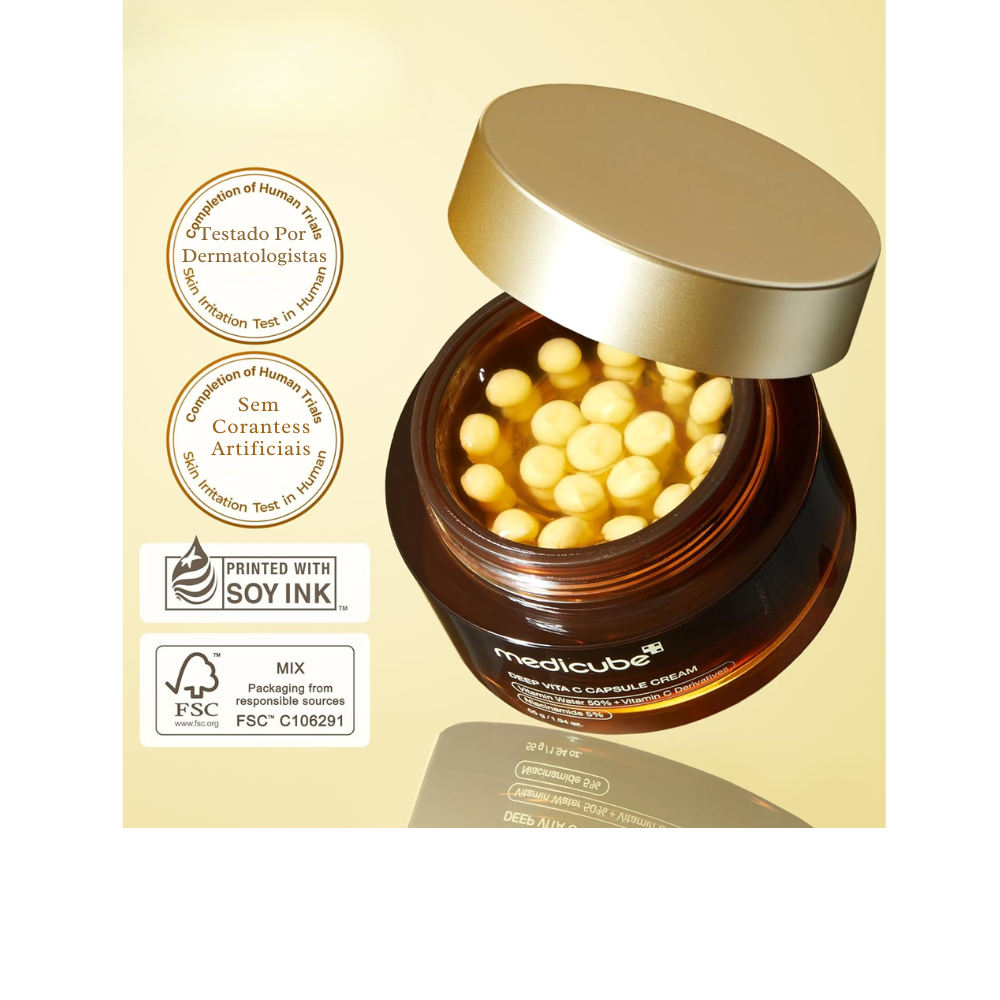 Creme Facial Medicube Deep Vita C Golden Capsule – Vitamina C Pura, Clareamento e Luminosidade