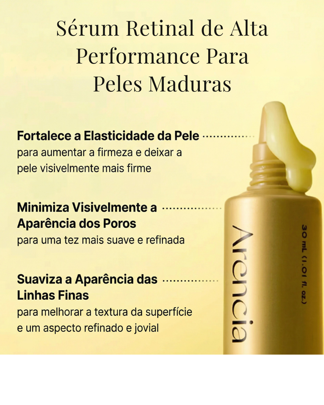 Arencia Retinal Booster Shot: Creme Facial Antienvelhecimento - Efeito Tensor, Iluminador, Reduz Linhas Finas