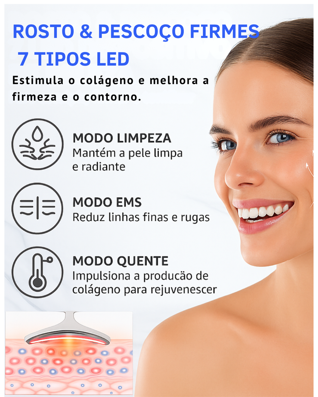 REVELL - Dispositivo de Beleza para Pescoço e Rosto com Microcorrente para lifting facial