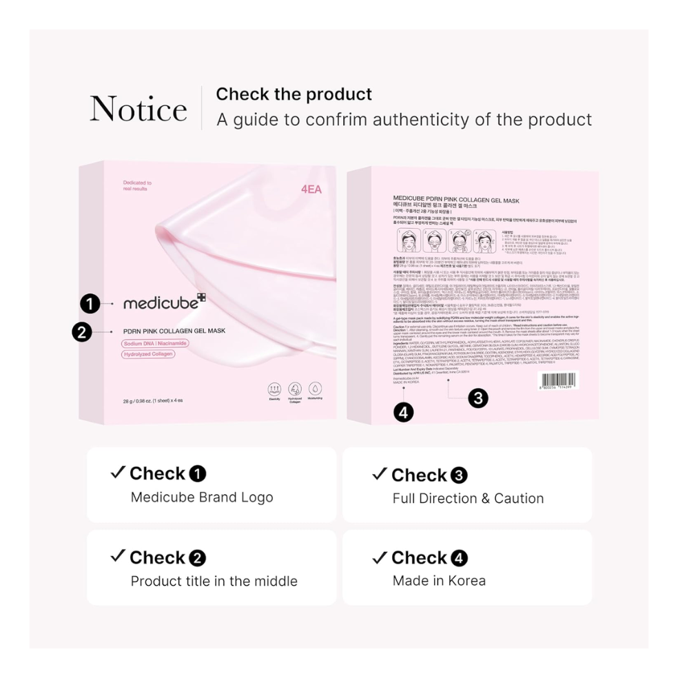 Máscara Facial Medicube com PDRN e Colágeno 4 unidades - Elasticidade e Hidratação 24h