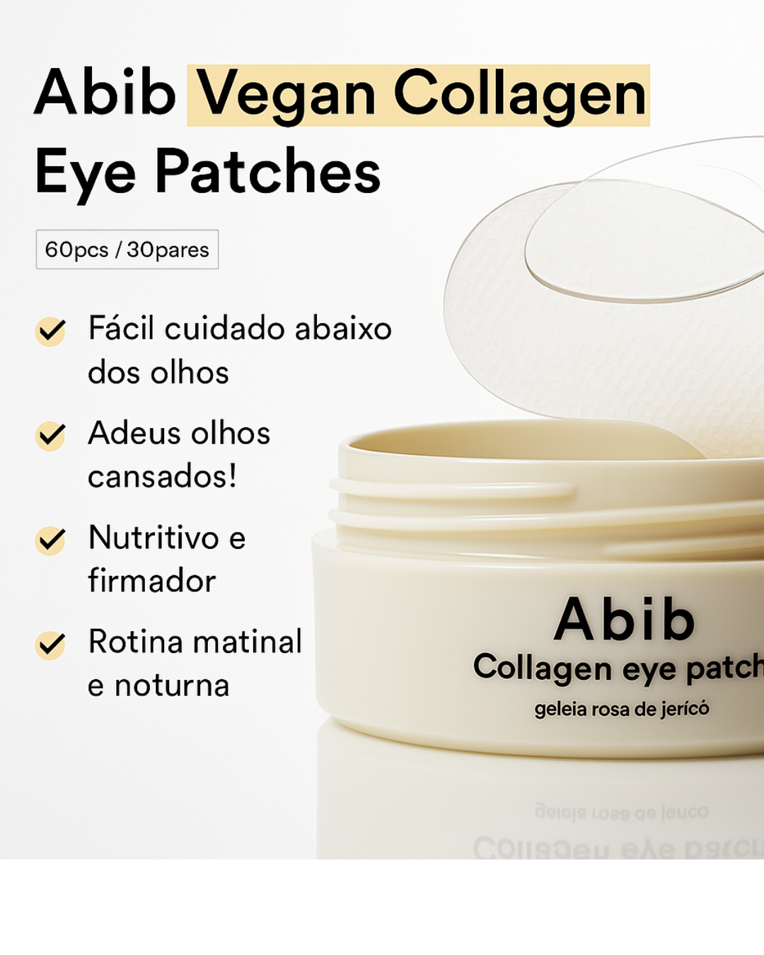 Abib Collagen Eye Patch Mascara de Olhos Cuidado Vegano com Colágeno