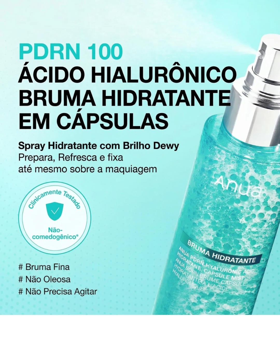 Bruma Facial Hidratante ANUA com Ácido Hialurônico, Cuidado Instantâneo para Volume e Firmeza