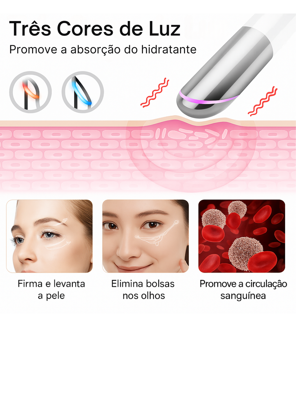 Massageador de Olhos com Vibração IPL - Clareador e Firmador