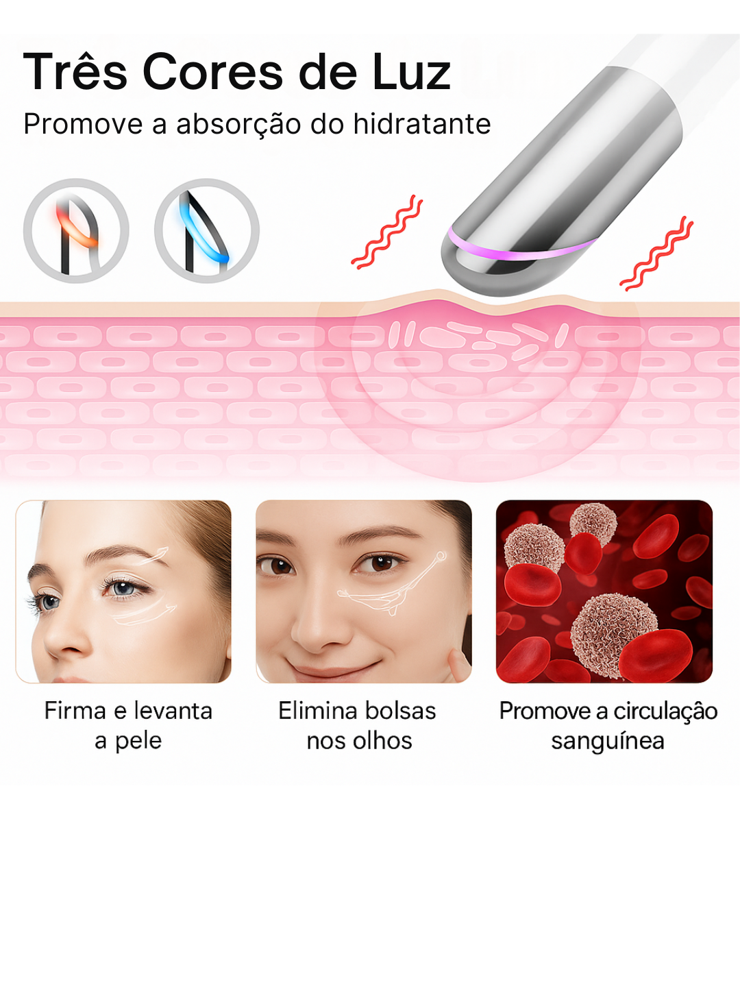Massageador de Olhos com Vibração IPL - Clareador e Firmador