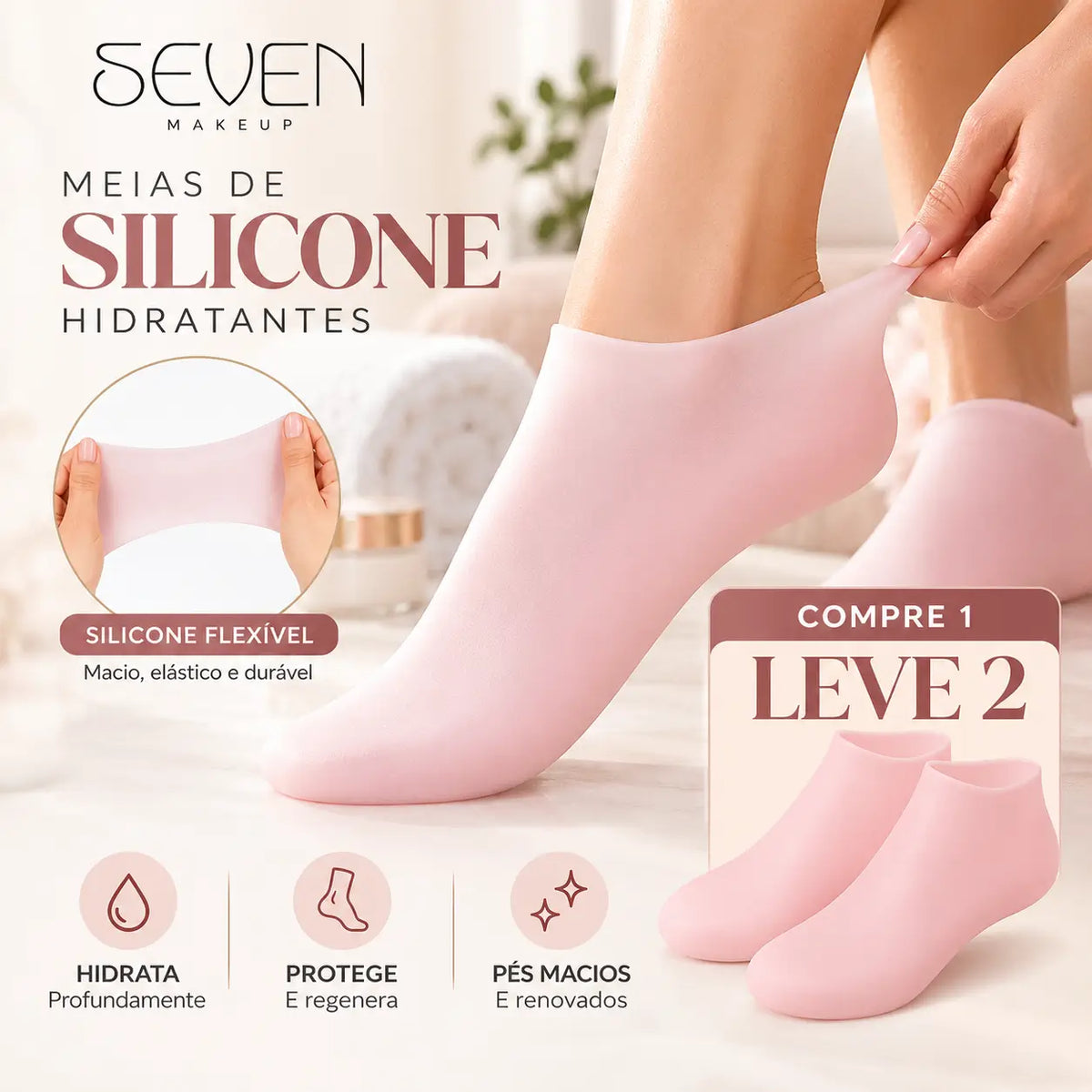 Meia de Silicone para Hidratação - Compre 1, Leve 2 + Frete Grátis 🔥