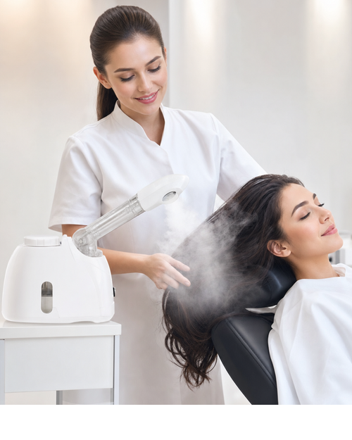 Aparelho Vaporizador Para Rosto e Cabelo com Óleo de Ozônio e Aloe Vera - Spa Facial em Casa