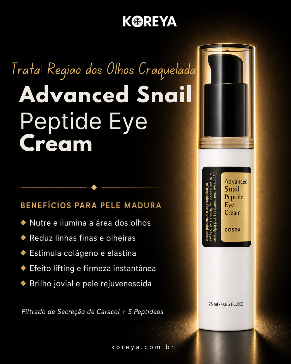 COSRX Creme para Olhos com Peptídeos, Niacinamida e Mucina Antienvelhecimento