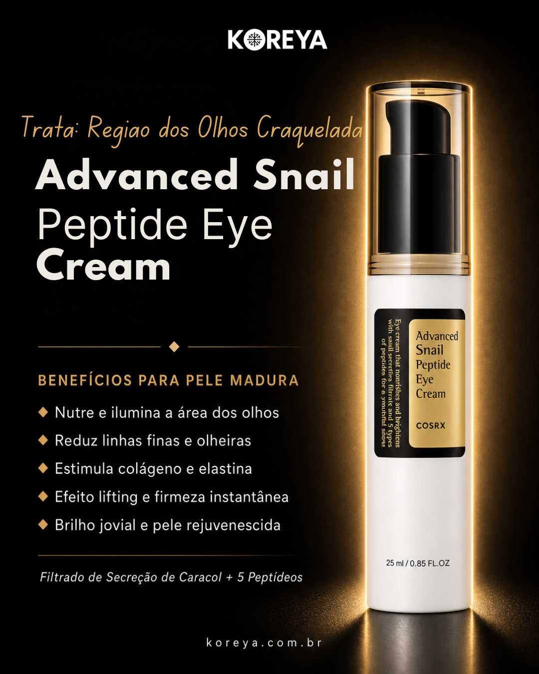 COSRX Creme para Olhos com Peptídeos, Niacinamida e Mucina Antienvelhecimento