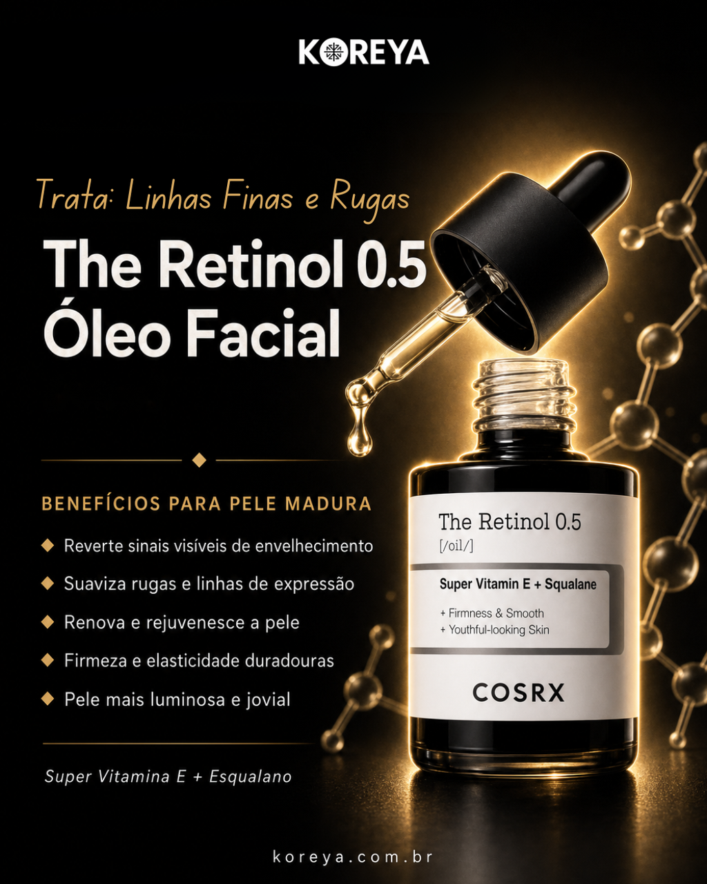 COSRX Óleo de Retinol 0,5% Antienvelhecimento para Rugas, Linhas Finas e Renovação Facial
