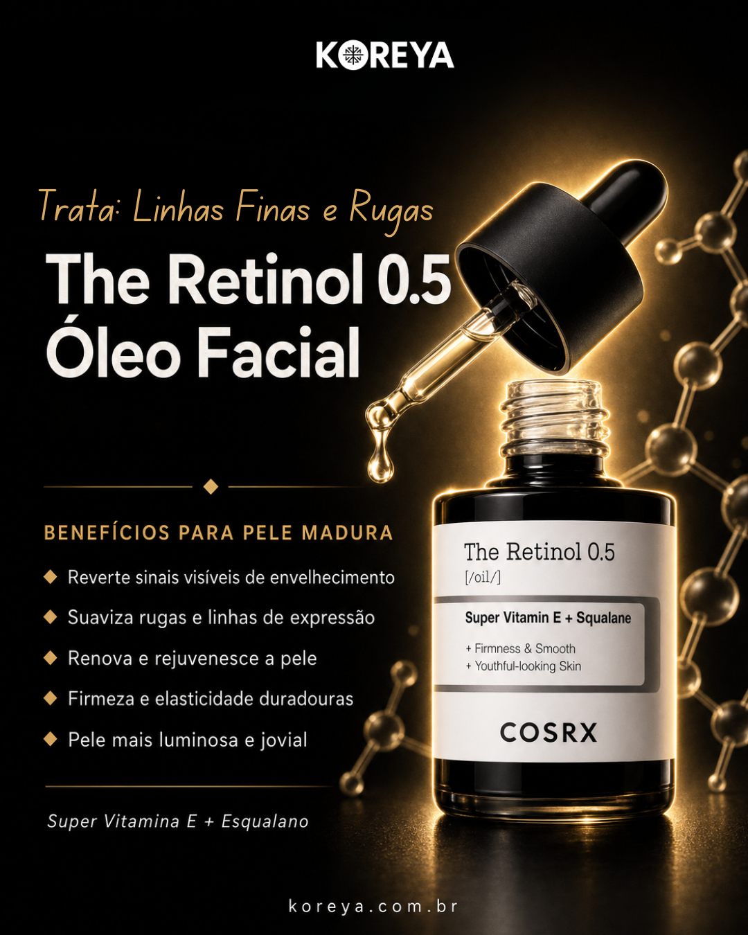 COSRX Óleo de Retinol 0,5% Antienvelhecimento para Rugas, Linhas Finas e Renovação Facial