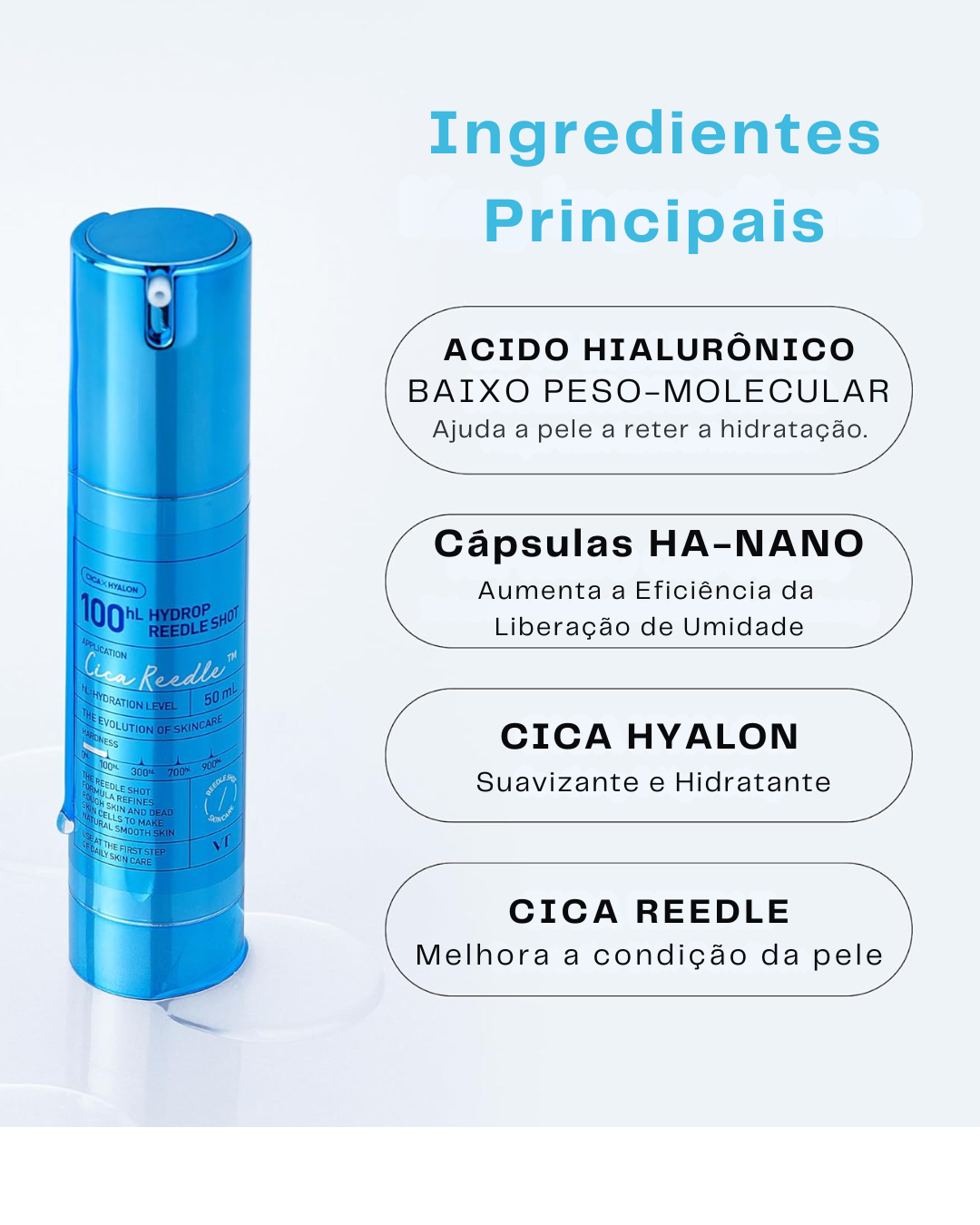 ✨ VT Reedle Shot 100 Sérum Hidratante com Ácido Hialurônico + Nanocápsulas de HA e Cica Reedle, Hidratação Profunda e Luminosidade ✨ (Cópia)