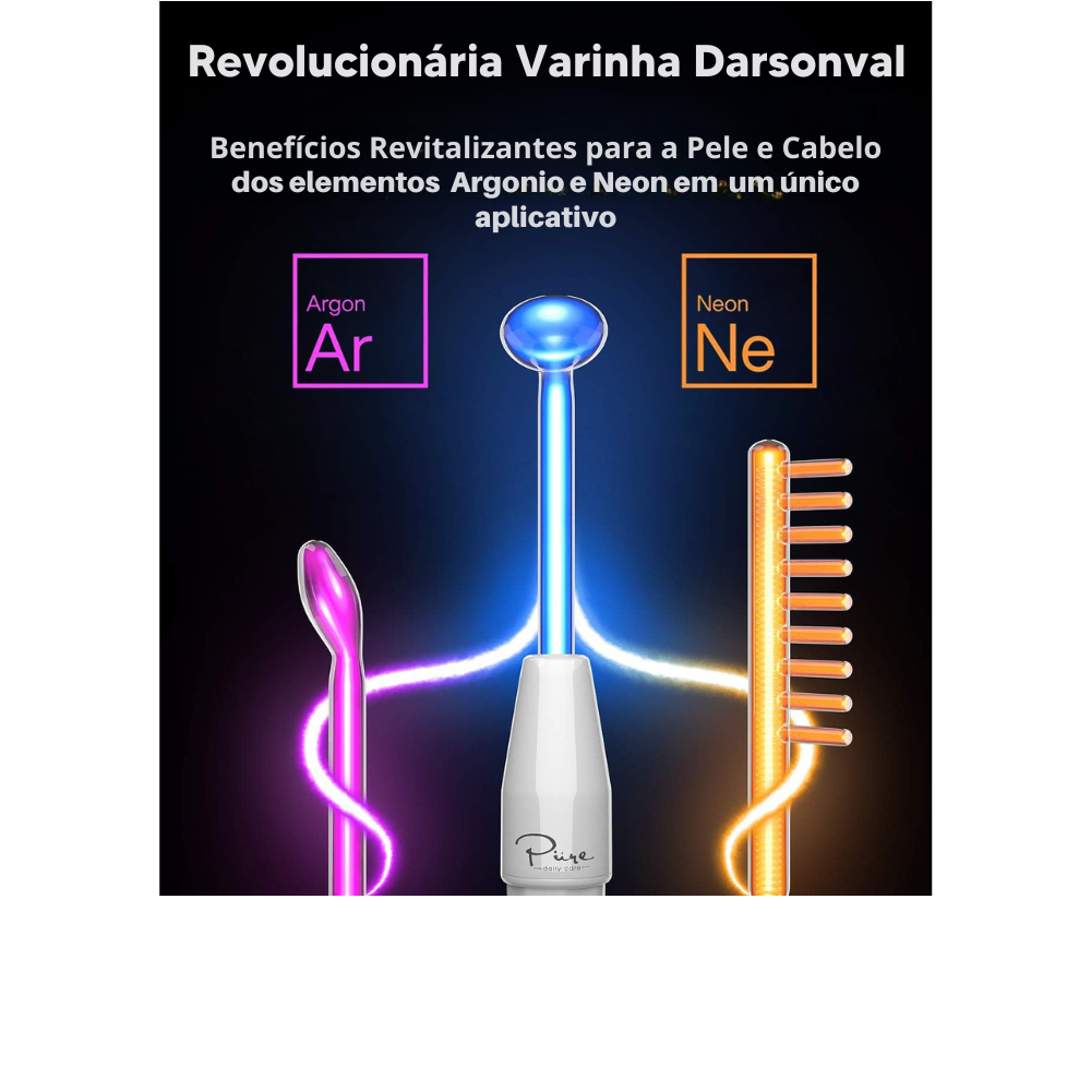Aparelho de Alta Frequência DARSONVAL- 6 em 1, Terapia Facial Anti Sinais, Acne e Cabelo