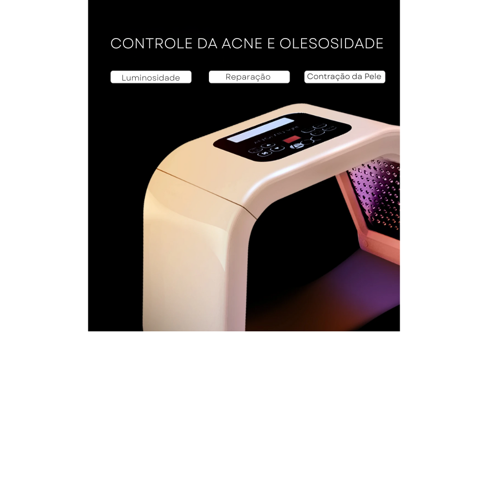 Dispositivo para Face, Pescoço, Mãos e Colo com Luz Led de 7 cores, Colágeno, Anti Sinais e Anti Acne