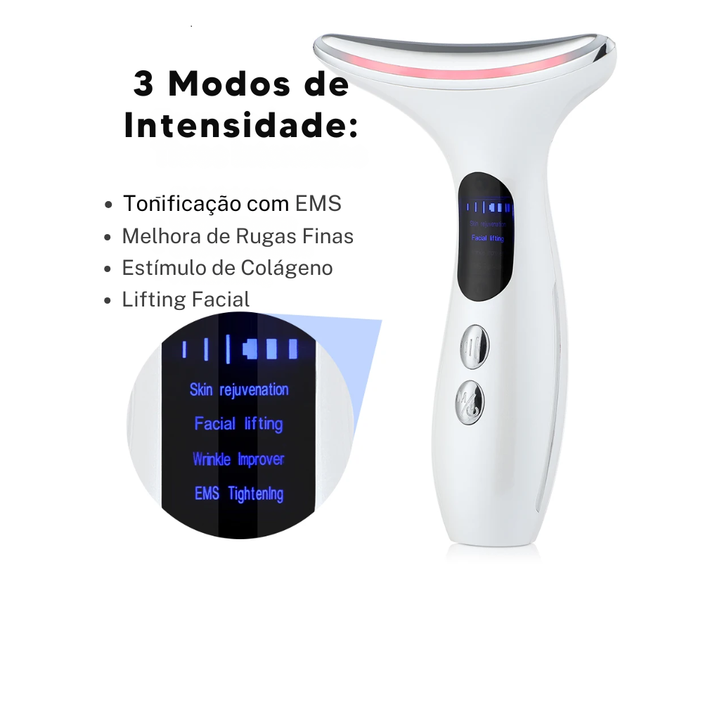 Equipamento para Tonificação do Pescoço e Rosto LUMI - Led Terapia e Microcorrente para Lifting
