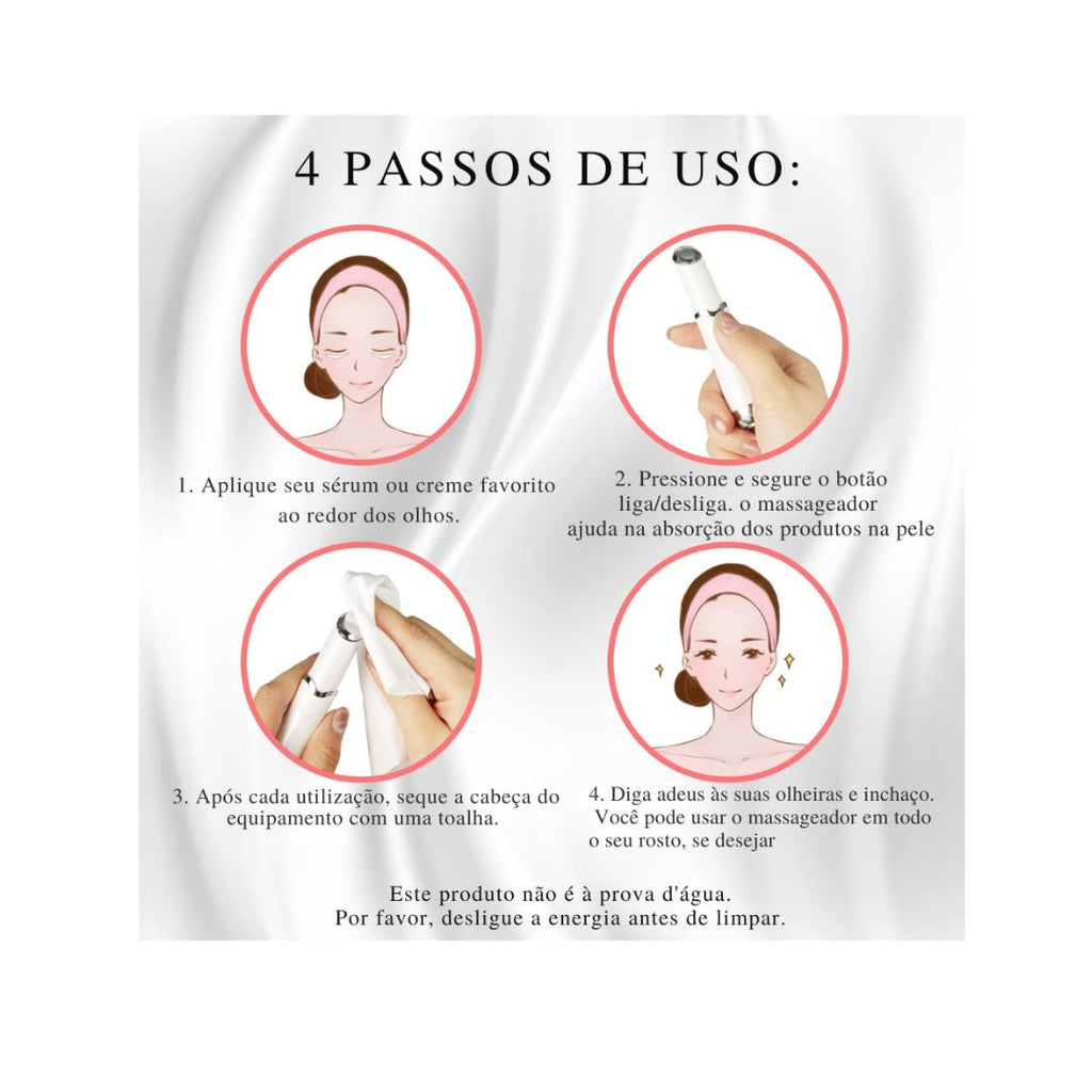 Tera Massageador Elétrico para Área dos Olhos - Aquecimento, Modo Frio, Vibração e Luz LED
