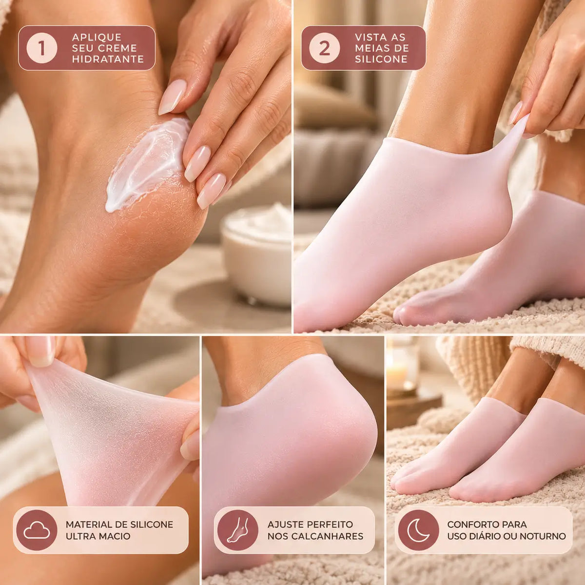 Meia de Silicone para Hidratação - Compre 1, Leve 2 + Frete Grátis 🔥