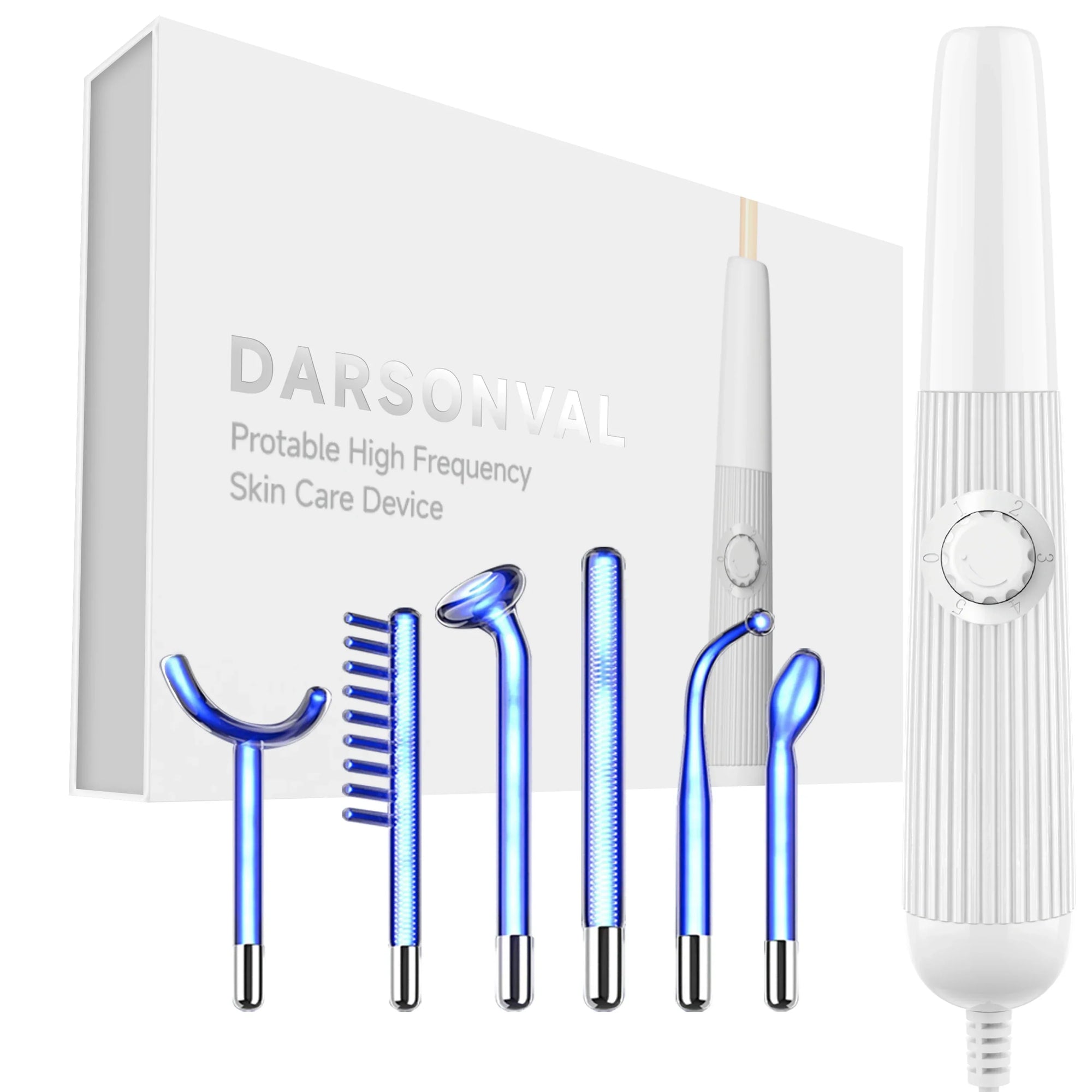 Aparelho de Alta Frequência DARSONVAL- 6 em 1, Terapia Facial Anti Sinais, Acne e Cabelo