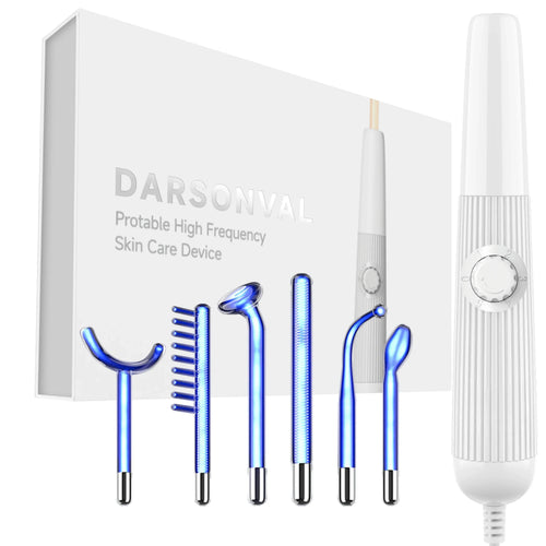 Aparelho de Alta Frequência DARSONVAL- 6 em 1, Terapia Facial Anti Sinais, Acne e Cabelo