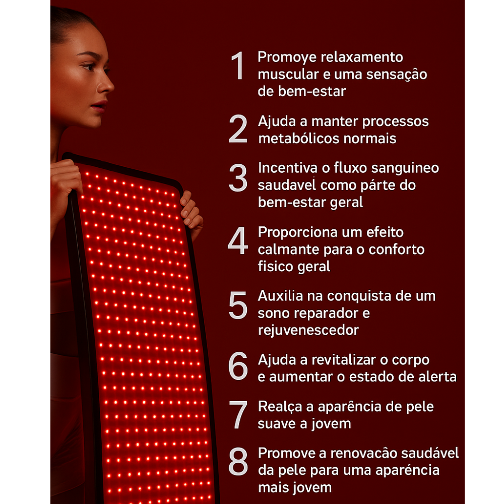 Tapete de Luz Led para Tratamento Corporal - Relaxamento Muscular e Estímulo de Colágeno