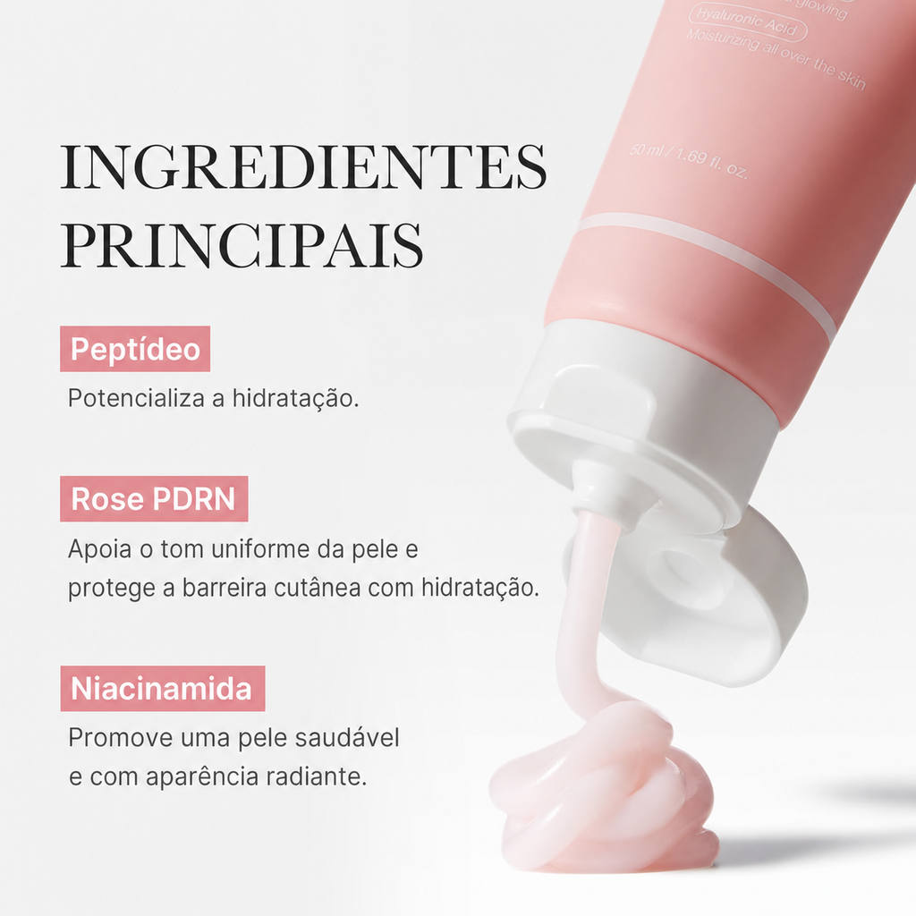 Medicube com Ácido Hialurônico Creme Hidratante Rosa PDRN | Recuperação de Imperfeições e Hidratação Profunda