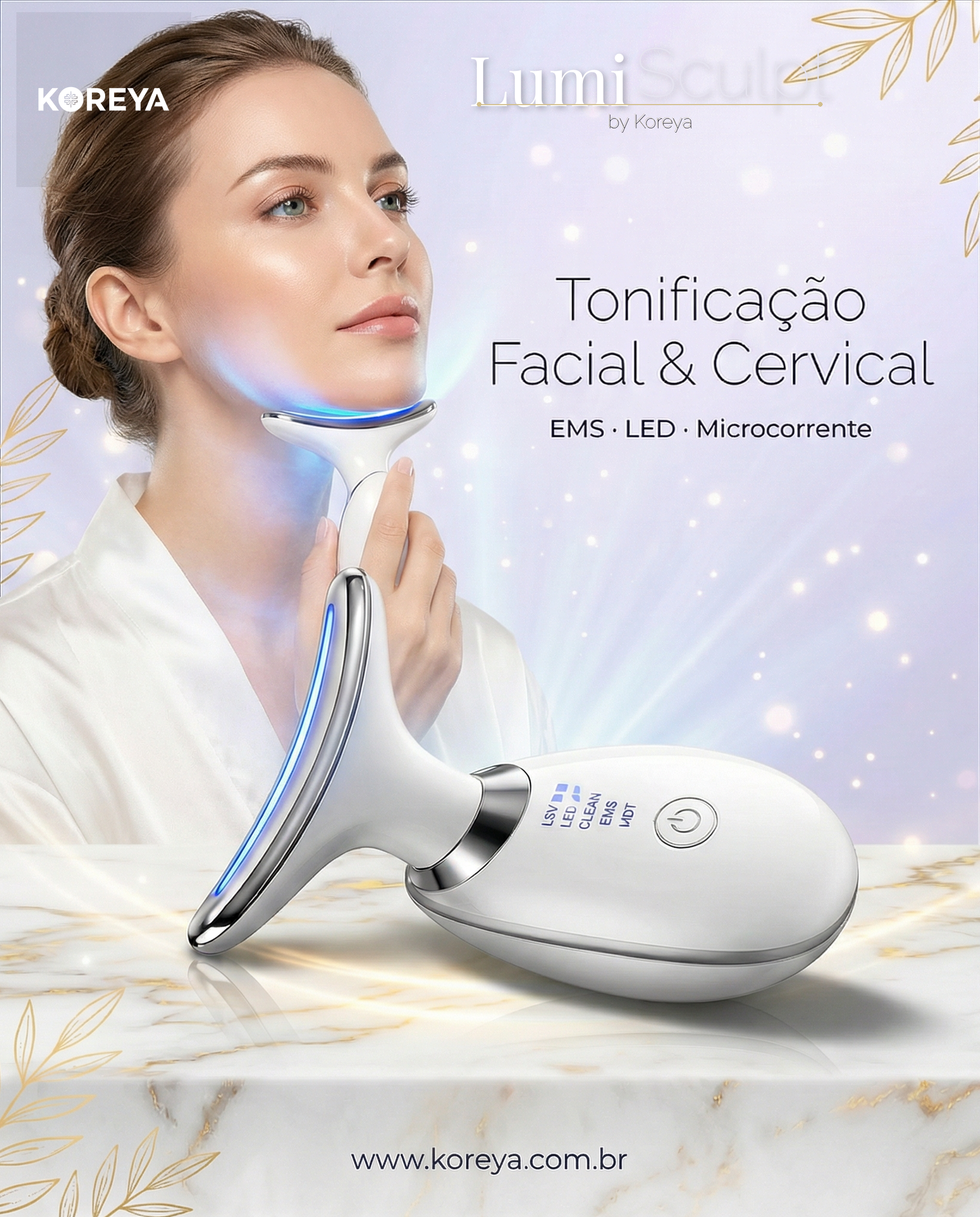 REVELL - Dispositivo de Beleza para Pescoço e Rosto com Microcorrente para lifting facial